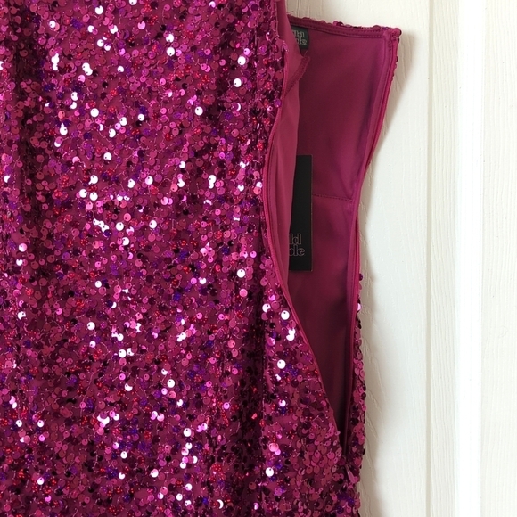 Wild Fable Sequined Sleeveless Lace Up Back Mini Party Dress Magenta Pink Medium - Picture 8 of 15